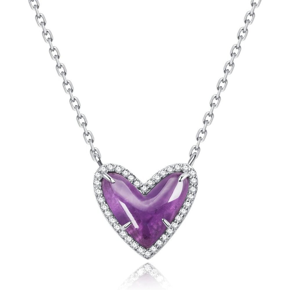 Natural Stone Moissanite Heart Teardrop Irregular Necklace for Women Rose Quartz